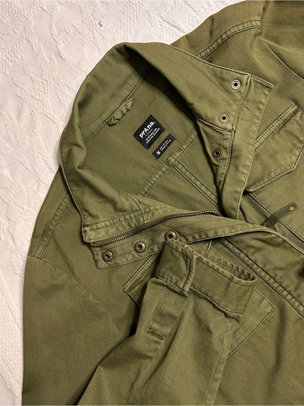 PrAna Women’s Medium Sancho Olive Green Utility Cargo Field Jacket Coat Army